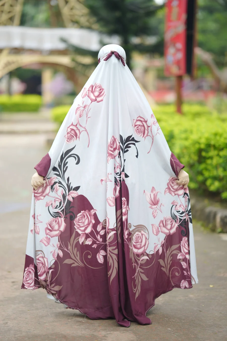 Premium Jilbab Abaya — Maroon Rose