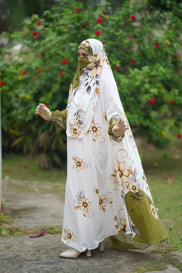 Premium Jilbab Abaya — Olive Gold