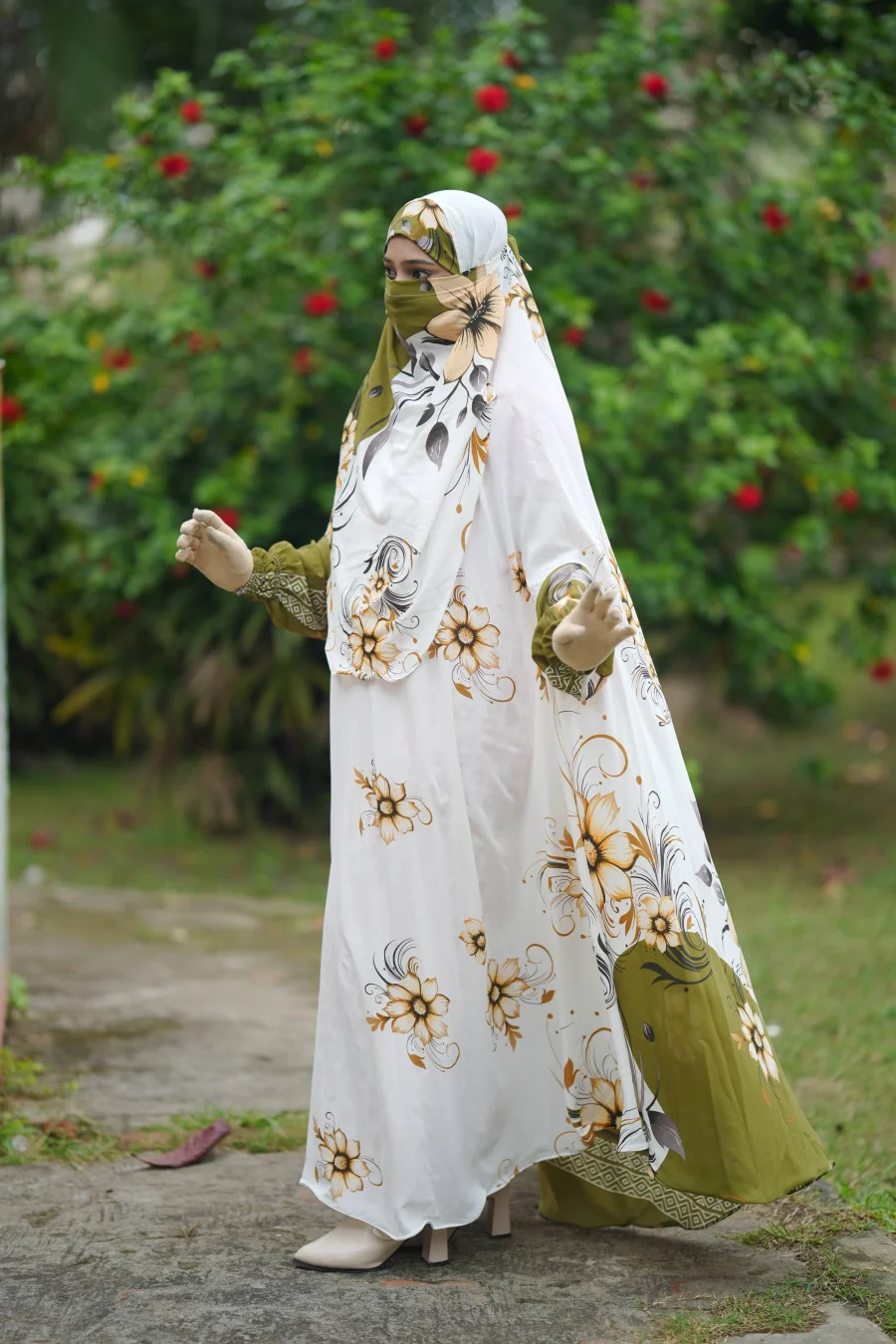 Premium Jilbab Abaya — Olive Gold