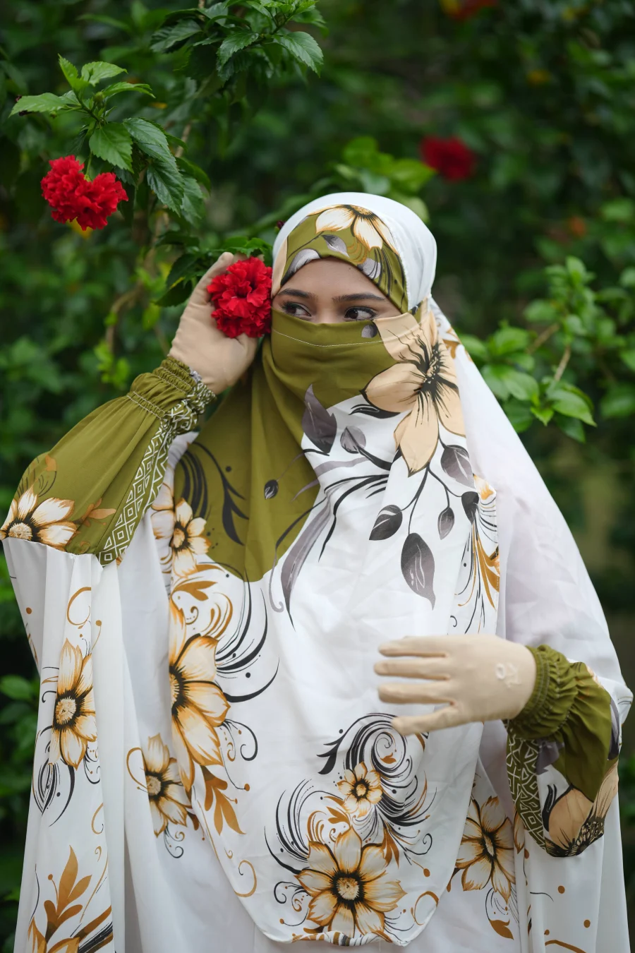Premium Jilbab Abaya — Olive Gold