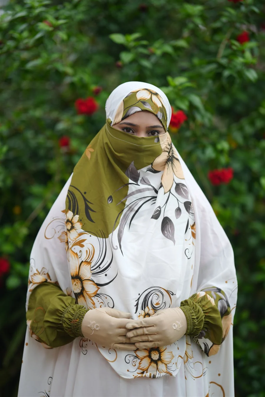 Premium Jilbab Abaya — Olive Gold