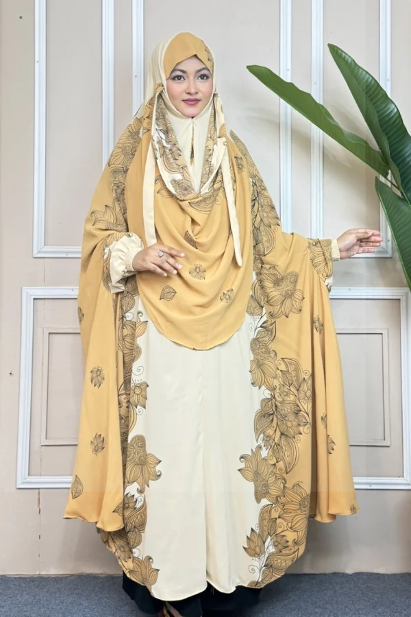 Luxury Semi-Long Khimar — Mustard Gold photo