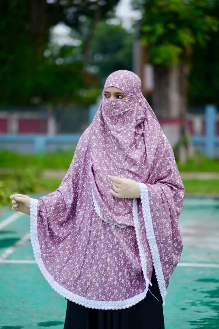 Cotton SALAT Hijab — Mauve Purple Floral