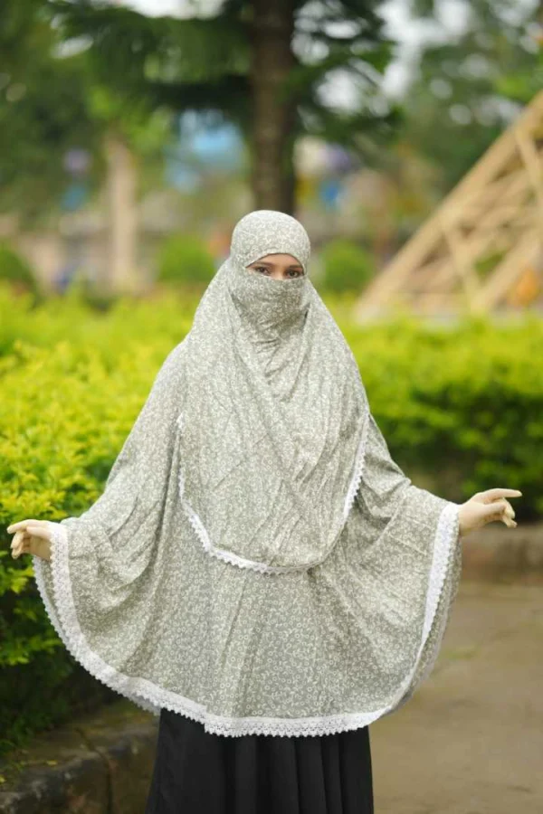 Cotton SALAT Hijab — Sage Green Floral photo