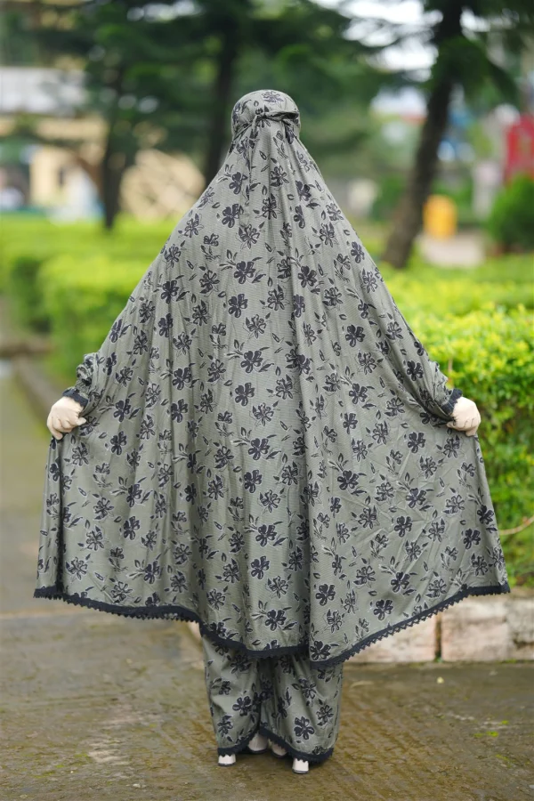 Premium Khimar Set — Sage Olive Leaf