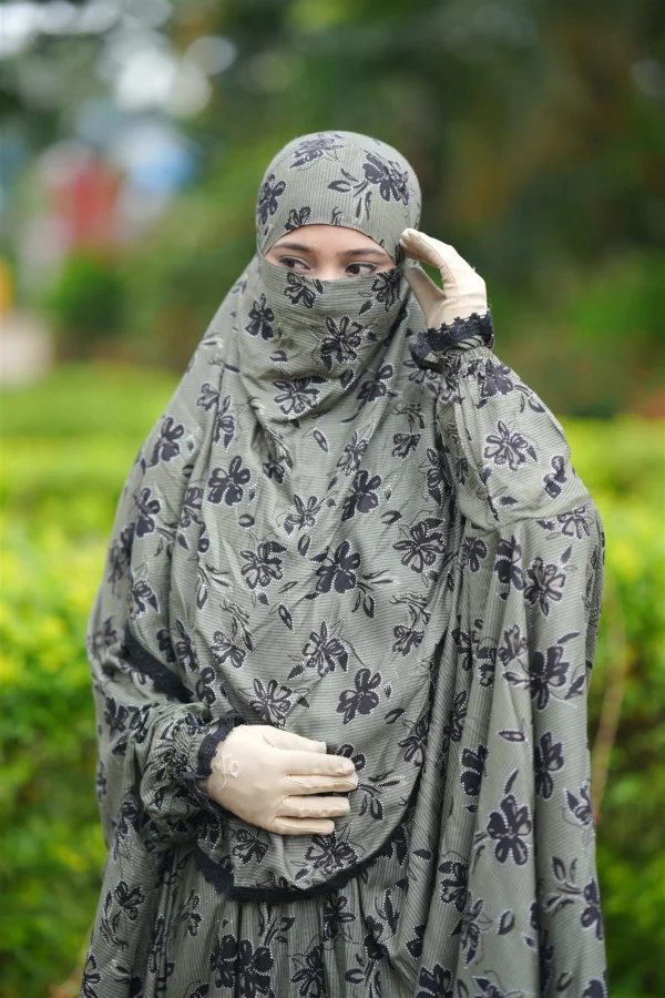 Premium Khimar Set — Sage Olive Leaf