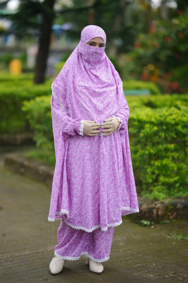 Premium Khimar Set — Purple Leaf